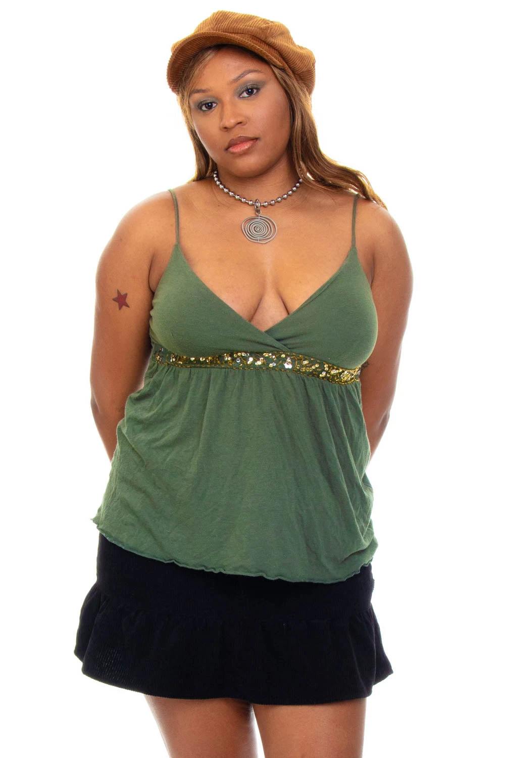 Vintage Y2K Green Sequin Tank Top - M/L 3 Vintage Y2K Green Sequin Tank Top - M/L