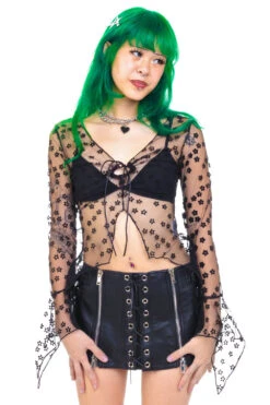 Everything Black Flutter Mesh Top 36 Everything Black Flutter Mesh Top -TUNNEL Vision Outlet 000000nn 9407