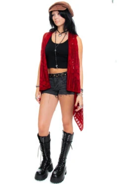 Vintage Y2K Open-Knit Woodland Creature Vest - One Size Fits Many