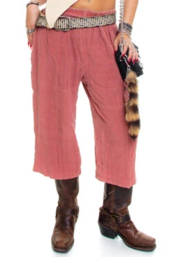 Vintage 70's Mauve Linen Cropped Trousers - M/L 13 Vintage 70's Mauve Linen Cropped Trousers - M/L -TUNNEL Vision Outlet 256A0180 2