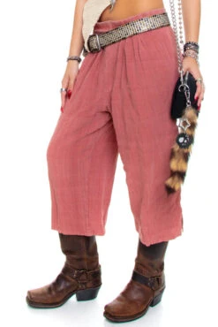 Vintage 70's Mauve Linen Cropped Trousers - M/L
