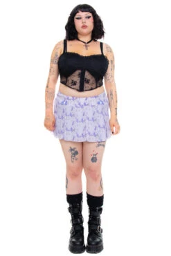 Priscilla Lavender Floral Low-Rise Mini Skirt 38 Priscilla Lavender Floral Low-Rise Mini Skirt -TUNNEL Vision Outlet 256A0232