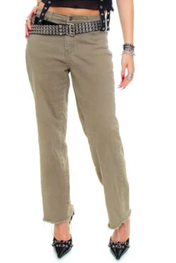 Vintage 90's Olive Green Stretch Denim Flares - S/M