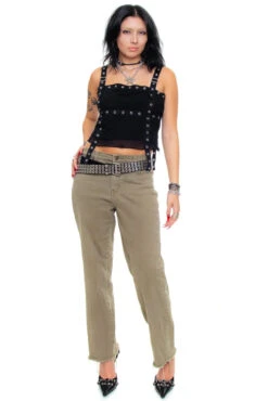 Vintage 90's Olive Green Stretch Denim Flares - S/M -TUNNEL Vision Outlet 256A0357