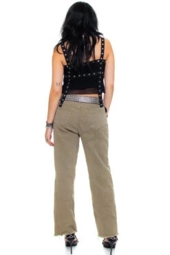 Vintage 90's Olive Green Stretch Denim Flares - S/M -TUNNEL Vision Outlet 256A0361