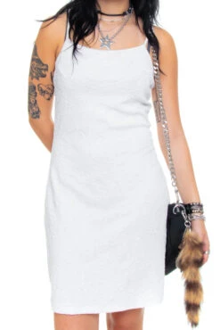 Vintage 90's White Textured Floral Dress - M