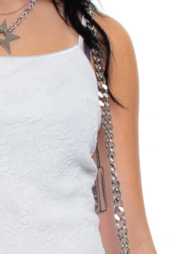 Vintage 90's White Textured Floral Dress - M 11 Vintage 90's White Textured Floral Dress - M -TUNNEL Vision Outlet 256A0461