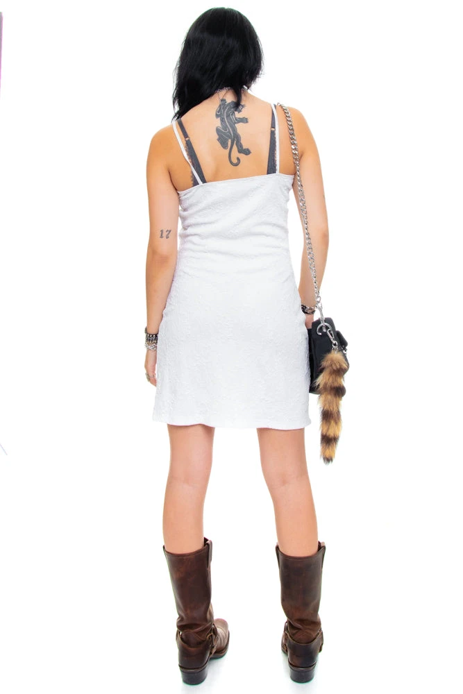 Vintage 90's White Textured Floral Dress - M 9 Vintage 90's White Textured Floral Dress - M - Image 7