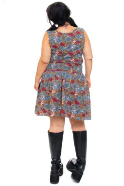 Vintage 80's Blue Floral Drop-Waist Dress - L 12 Vintage 80's Blue Floral Drop-Waist Dress - L -TUNNEL Vision Outlet 256A0471