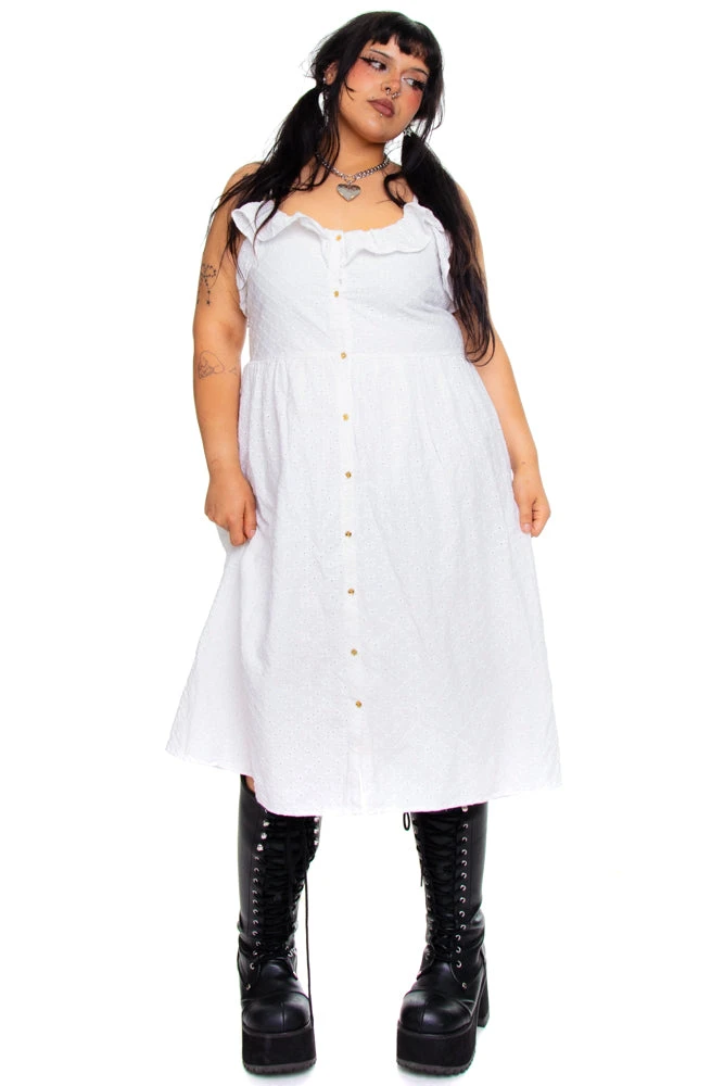 Vintage Y2K Cotton Eyelet Angel Dress - XL 3 Vintage Y2K Cotton Eyelet Angel Dress - XL