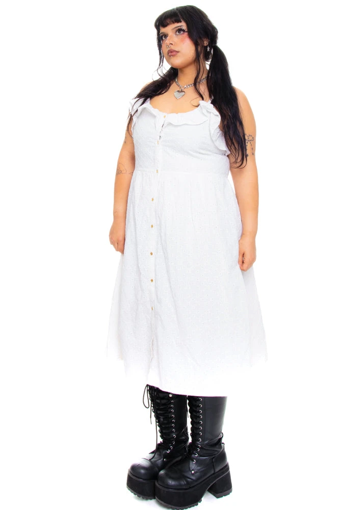 Vintage Y2K Cotton Eyelet Angel Dress - XL 5 Vintage Y2K Cotton Eyelet Angel Dress - XL - Image 3