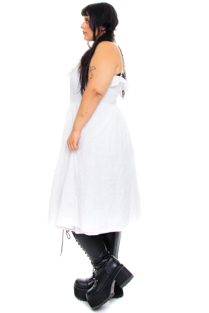 Vintage Y2K Cotton Eyelet Angel Dress - XL 6 Vintage Y2K Cotton Eyelet Angel Dress - XL - Image 4