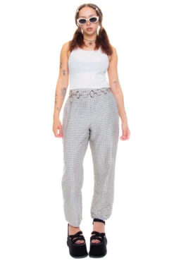 Vintage 90's Genuine Silk Gingham Pants - S/M -TUNNEL Vision Outlet 256A0506