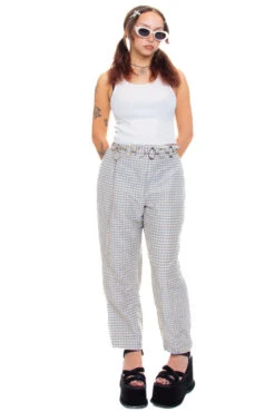 Vintage 90's Genuine Silk Gingham Pants - S/M -TUNNEL Vision Outlet 256A0507
