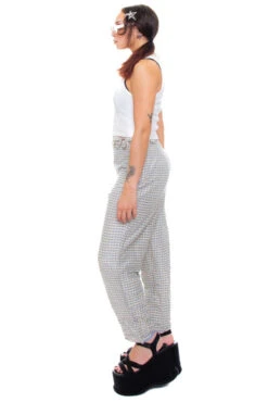 Vintage 90's Genuine Silk Gingham Pants - S/M -TUNNEL Vision Outlet 256A0510