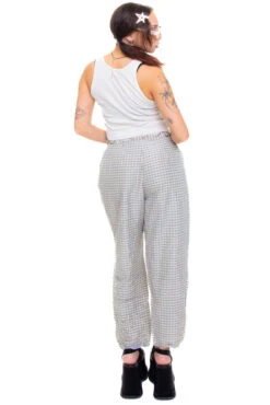 Vintage 90's Genuine Silk Gingham Pants - S/M -TUNNEL Vision Outlet 256A0512