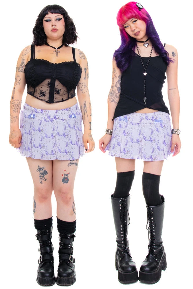 Priscilla Lavender Floral Low-Rise Mini Skirt 3 Priscilla Lavender Floral Low-Rise Mini Skirt