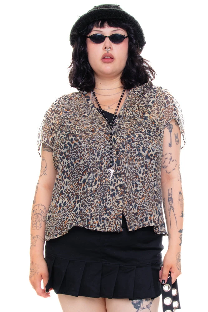 Vintage Y2K Rawr! Leopard Layered Blouse - XL/2X 3 Vintage Y2K Rawr! Leopard Layered Blouse - XL/2X