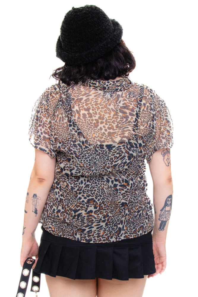 Vintage Y2K Rawr! Leopard Layered Blouse - XL/2X 8 Vintage Y2K Rawr! Leopard Layered Blouse - XL/2X - Image 6