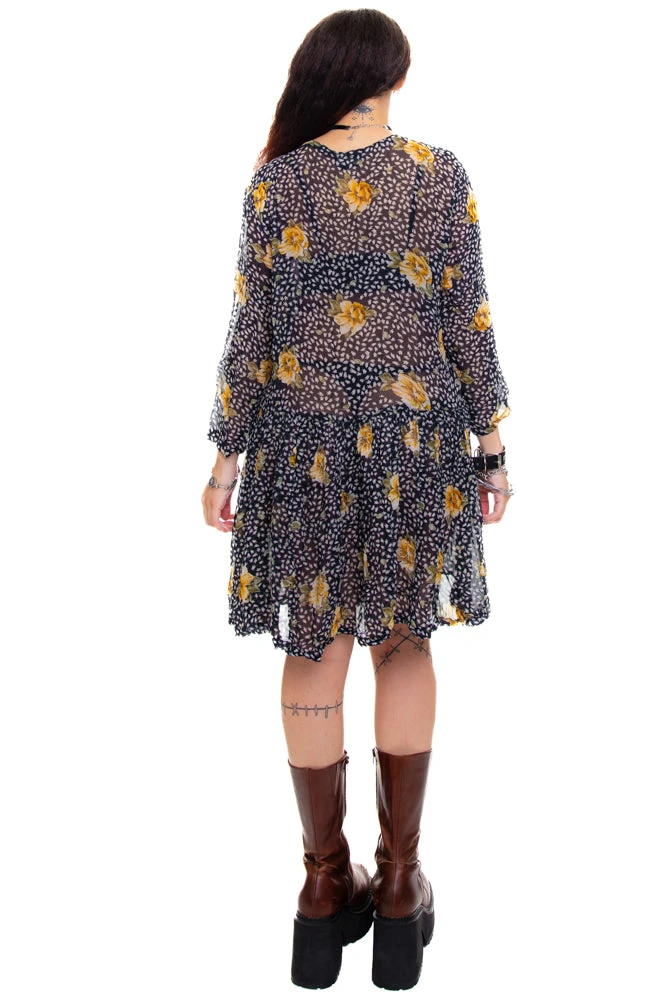 Vintage 90's Floral Rayon Chiffon Dress - XS/S 7 Vintage 90's Floral Rayon Chiffon Dress - XS/S - Image 5