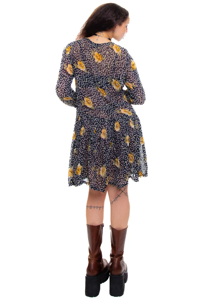 Vintage 90's Floral Rayon Chiffon Dress - XS/S 8 Vintage 90's Floral Rayon Chiffon Dress - XS/S - Image 6