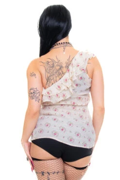 Vintage Y2K One-Shoulder Floral Ruffle Top - M/L 9 Vintage Y2K One-Shoulder Floral Ruffle Top - M/L -TUNNEL Vision Outlet 256A1275