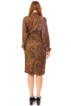 Vintage 80's Paisley Tie-Up Long Sleeve Dress - M/L -TUNNEL Vision Outlet 256A4349