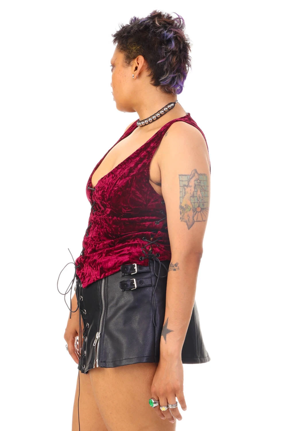 Evie Burgundy Velvet Lace-Up Top 14 Evie Burgundy Velvet Lace-Up Top - Image 12