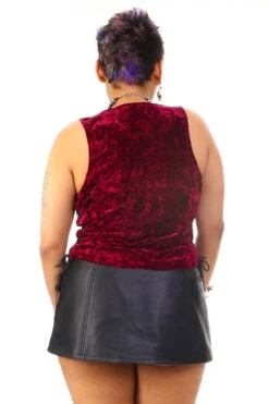 Evie Burgundy Velvet Lace-Up Top 35 Evie Burgundy Velvet Lace-Up Top -TUNNEL Vision Outlet 256A4551