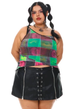 Disco Grid Print Criss-Cross Layer Top -TUNNEL Vision Outlet 256A5325 2