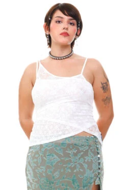 Disco White Lace Criss-Cross Layer Top -TUNNEL Vision Outlet 256A5469copy
