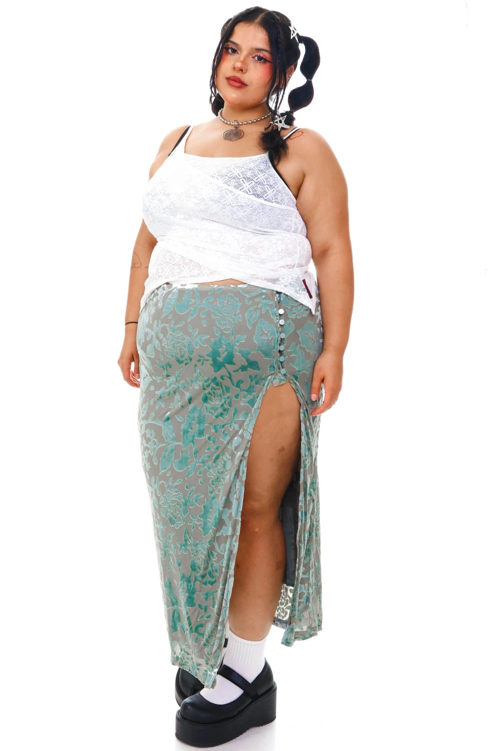 Siren Sage Green High Slit Skirt 16 Siren Sage Green High Slit Skirt - Image 14