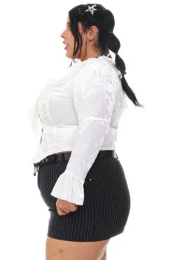 Vampy White Velvet Ruffle Blouse -TUNNEL Vision Outlet 256A5649 315225d6 192c 4fe6 a2a0 e119fbd467b3
