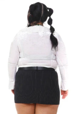 Vampy White Velvet Ruffle Blouse -TUNNEL Vision Outlet 256A5653