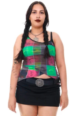 Disco Grid Print Criss-Cross Layer Top -TUNNEL Vision Outlet 256A5869 2