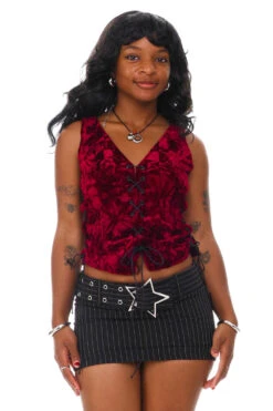 Evie Burgundy Velvet Lace-Up Top 38 Evie Burgundy Velvet Lace-Up Top -TUNNEL Vision Outlet 256A5990 6c729a31 e2d4 4b39 893d f2b14c6e5801