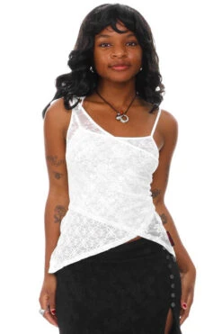 Disco White Lace Criss-Cross Layer Top -TUNNEL Vision Outlet 256A6088copy