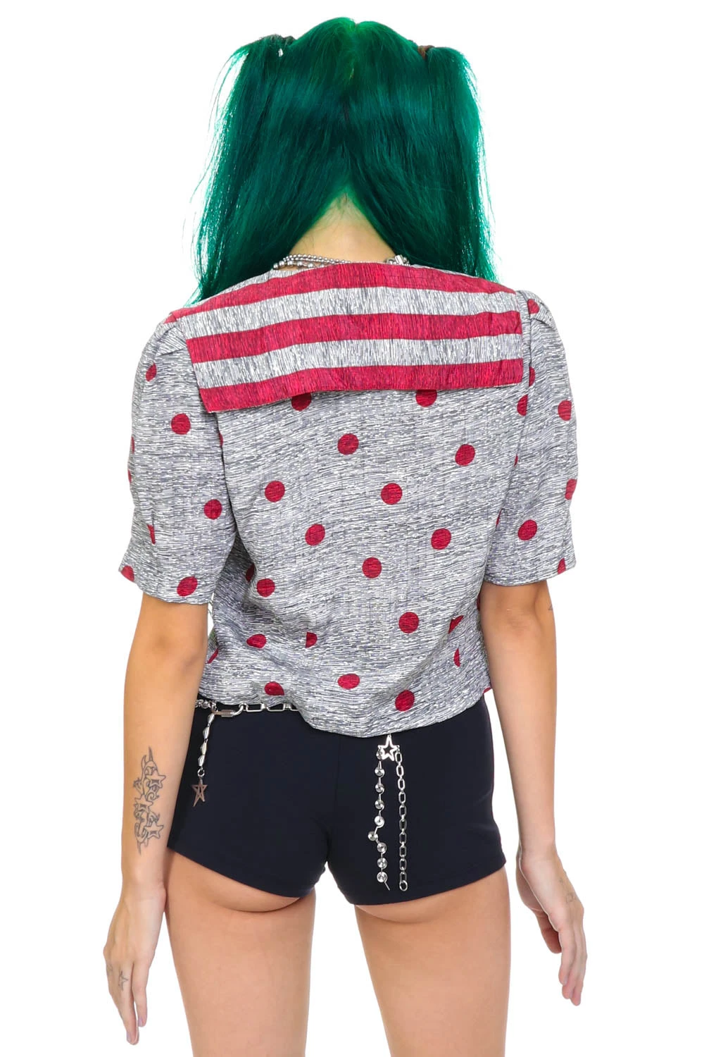 Vintage 80's Polka Dot Sailor Crop Top - XS/S 9 Vintage 80's Polka Dot Sailor Crop Top - XS/S - Image 7