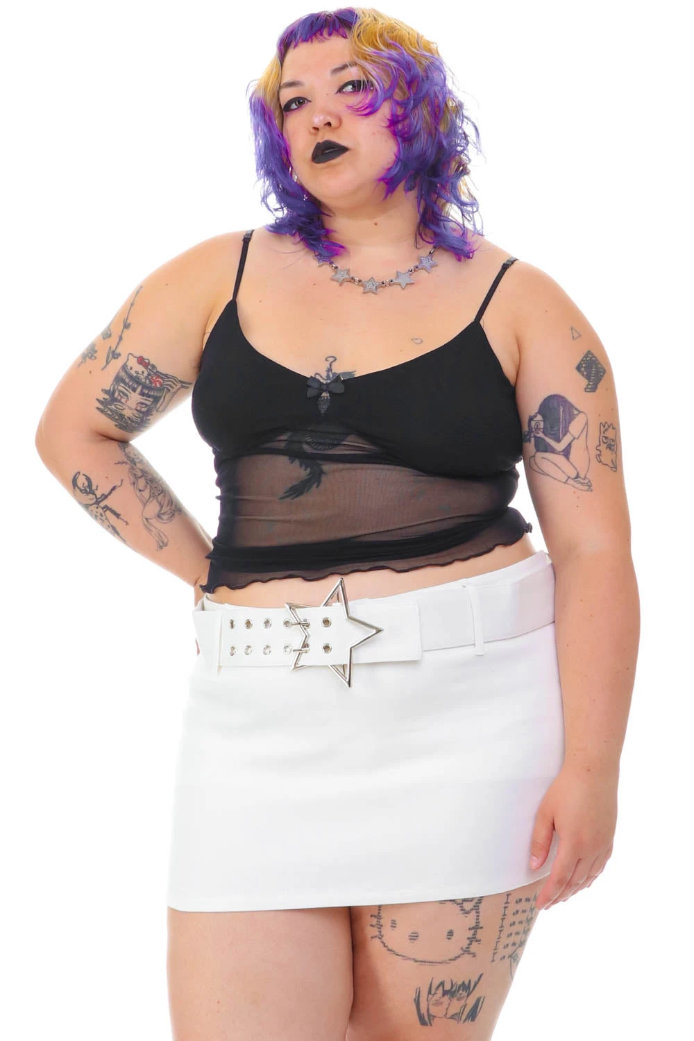 Amber White Stretch Mini Skort 15 Amber White Stretch Mini Skort - Image 13