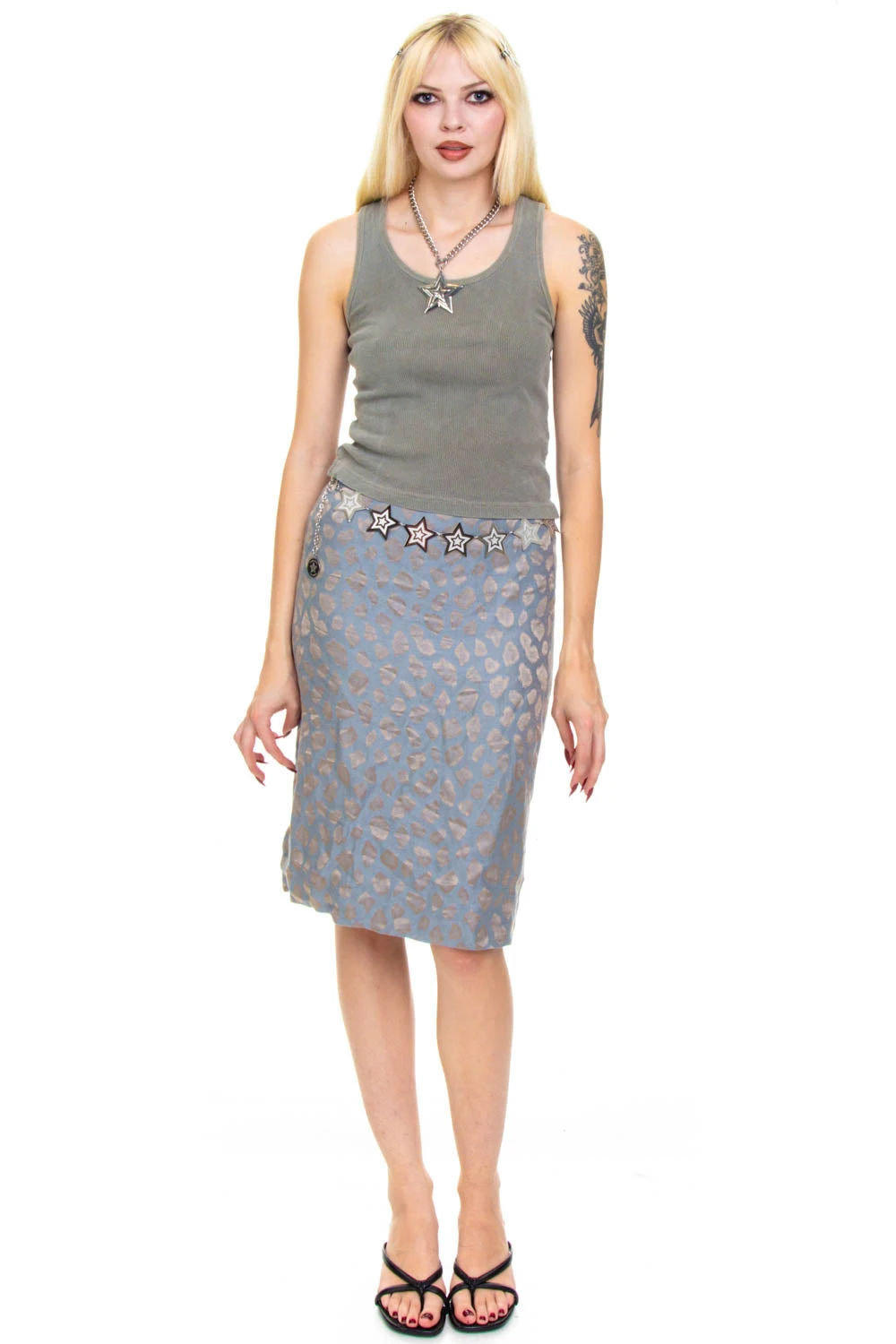 Vintage 90's Giorgio Armani Blue Metallic Leopard Skirt - S 5 Vintage 90's Giorgio Armani Blue Metallic Leopard Skirt - S - Image 3