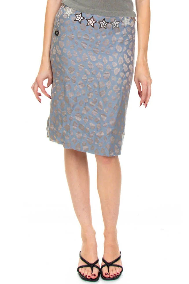 Vintage 90's Giorgio Armani Blue Metallic Leopard Skirt - S 3 Vintage 90's Giorgio Armani Blue Metallic Leopard Skirt - S