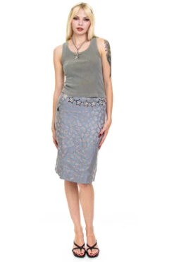 Vintage 90's Giorgio Armani Blue Metallic Leopard Skirt - S 13 Vintage 90's Giorgio Armani Blue Metallic Leopard Skirt - S -TUNNEL Vision Outlet 256A8774