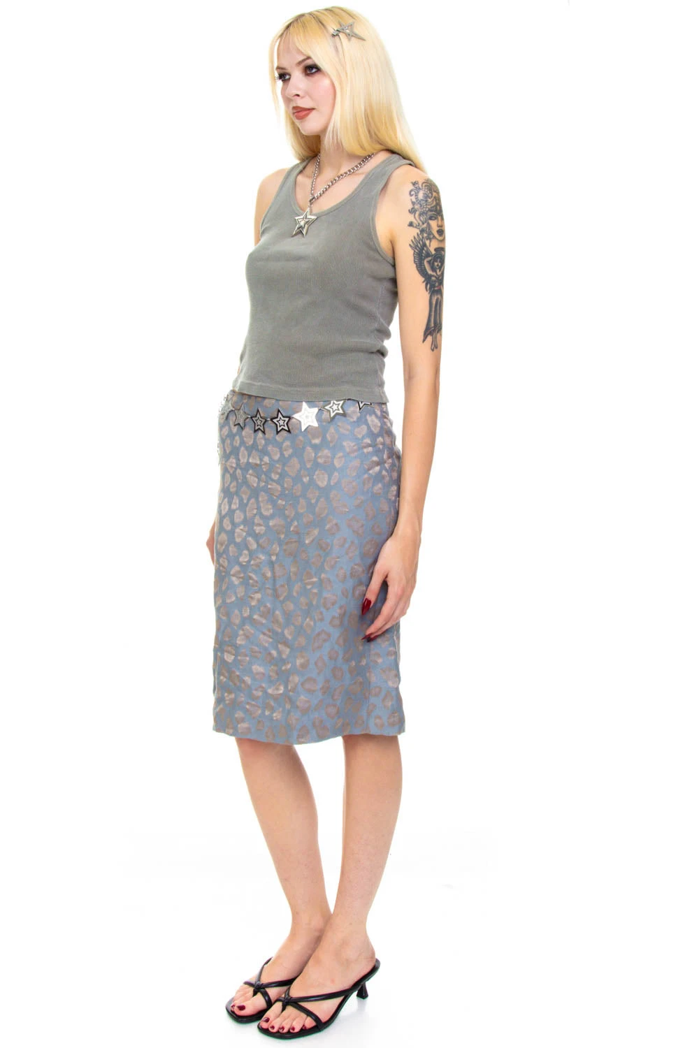 Vintage 90's Giorgio Armani Blue Metallic Leopard Skirt - S 7 Vintage 90's Giorgio Armani Blue Metallic Leopard Skirt - S - Image 5