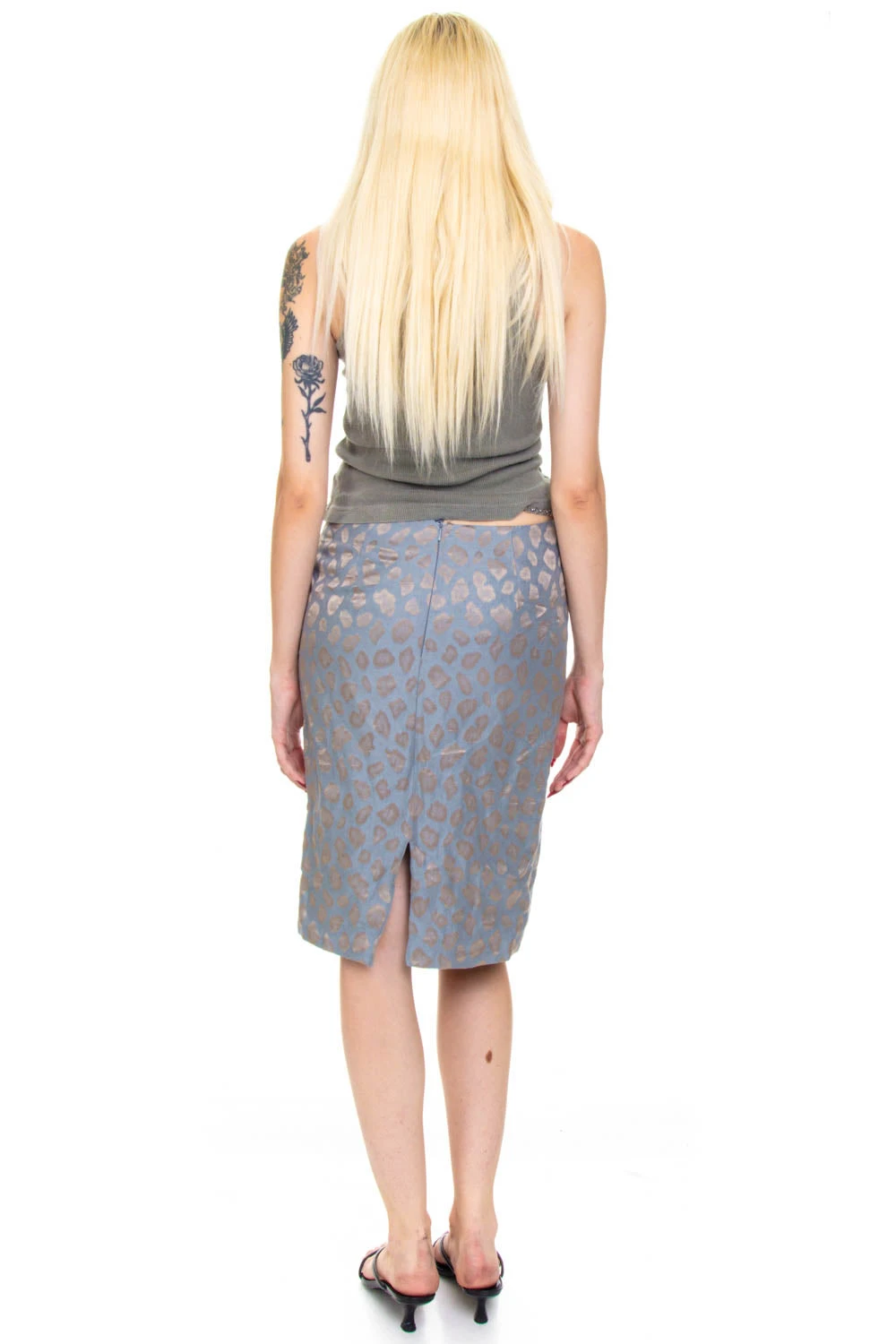 Vintage 90's Giorgio Armani Blue Metallic Leopard Skirt - S 9 Vintage 90's Giorgio Armani Blue Metallic Leopard Skirt - S - Image 7