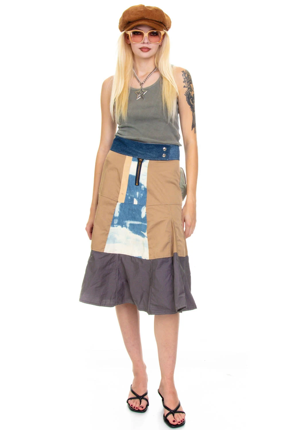 Vintage Y2K Patch Me Up Demin Canvas Midi Skirt - S/M 4 Vintage Y2K Patch Me Up Demin Canvas Midi Skirt - S/M - Image 2