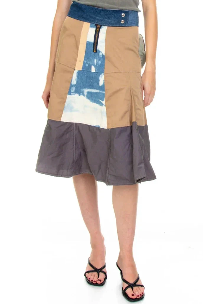 Vintage Y2K Patch Me Up Demin Canvas Midi Skirt - S/M 3 Vintage Y2K Patch Me Up Demin Canvas Midi Skirt - S/M