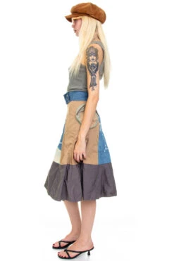 Vintage Y2K Patch Me Up Demin Canvas Midi Skirt - S/M 14 Vintage Y2K Patch Me Up Demin Canvas Midi Skirt - S/M -TUNNEL Vision Outlet 256A8814