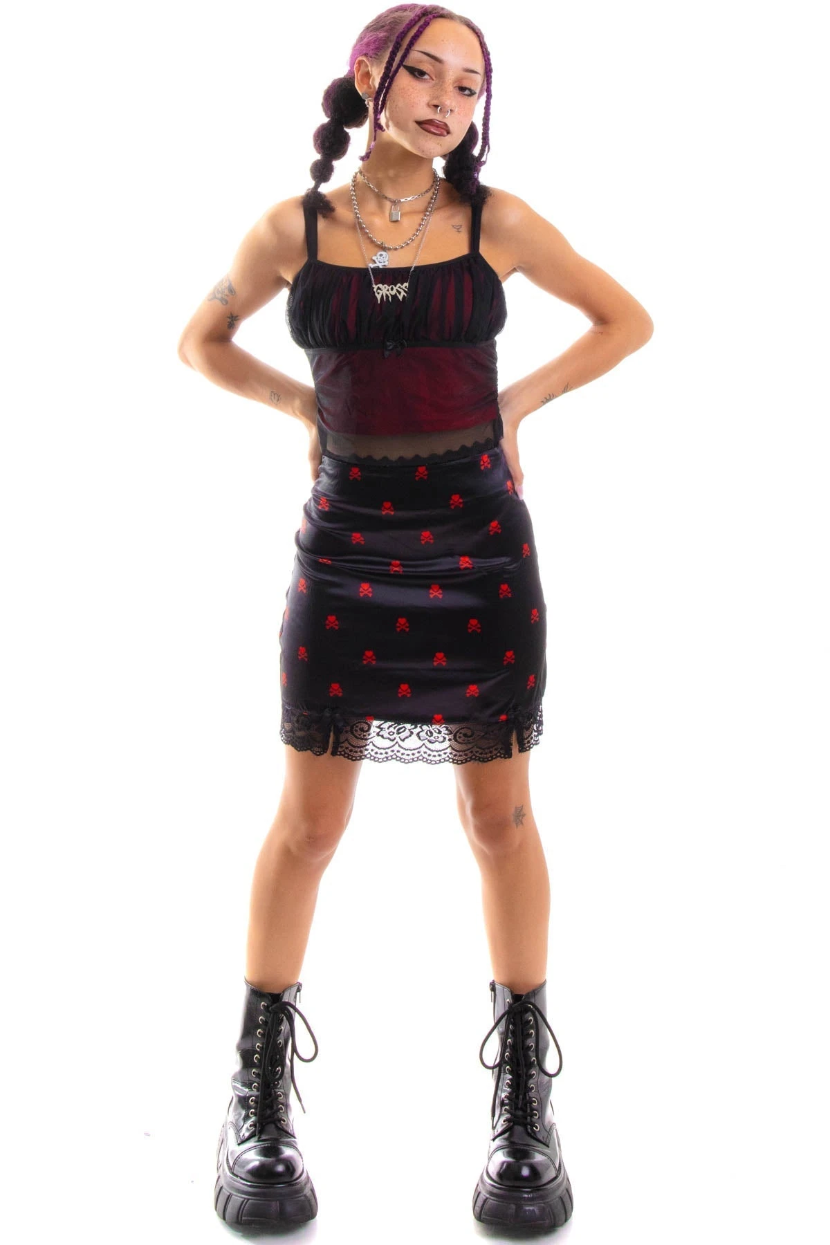 Kiki Heart Crossbones Lace-Trim Mini Skirt 10 Kiki Heart Crossbones Lace-Trim Mini Skirt - Image 8