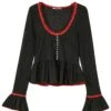 PRE-ORDER: Doll Face Black Pointelle Babydoll Top -TUNNEL Vision Outlet 611A1842