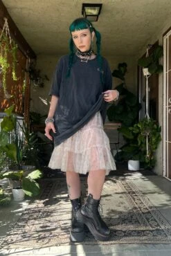 Louisa May Sheer Floral Ruffle Skirt 24 Louisa May Sheer Floral Ruffle Skirt -TUNNEL Vision Outlet FAS